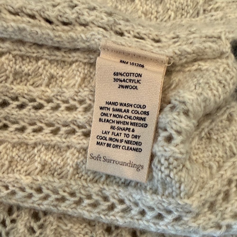 Soft Surroundings Beige V-Neck Hoodie Sweater - Picture 6 of 6